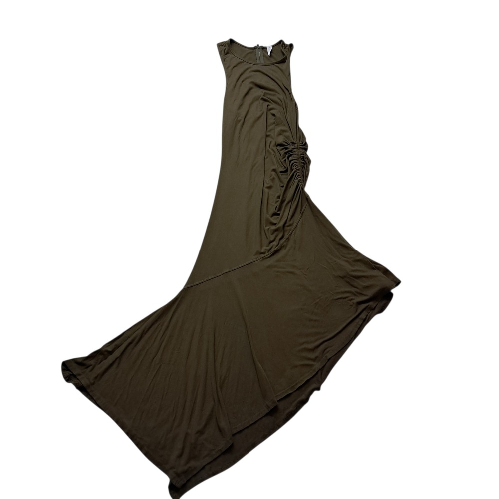 Anthropologie Daily Practice Sleeveless Side-Ruched Dress Women's Large Green‎